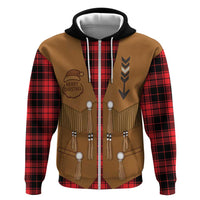 Santa Western Cowboy Christmas Zip Hoodie Plaid Black Red Vest Style - Wonder Print Shop