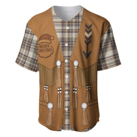Santa Western Cowboy Christmas Baseball Jersey Plaid Brown Beige Vest Style - Wonder Print Shop