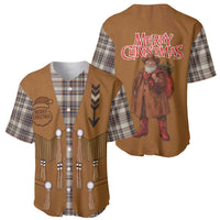 Santa Western Cowboy Christmas Baseball Jersey Plaid Brown Beige Vest Style - Wonder Print Shop