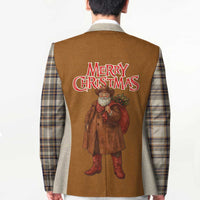 Santa Western Cowboy Christmas Blazer Plaid Brown Beige Vest Style - Wonder Print Shop