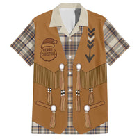 Santa Western Cowboy Christmas Hawaiian Shirt Plaid Brown Beige Vest Style - Wonder Print Shop