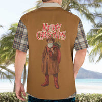 Santa Western Cowboy Christmas Hawaiian Shirt Plaid Brown Beige Vest Style - Wonder Print Shop