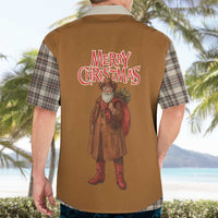 Santa Western Cowboy Christmas Hawaiian Shirt Plaid Brown Beige Vest Style - Wonder Print Shop