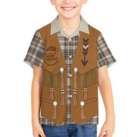 Santa Western Cowboy Christmas Hawaiian Shirt Plaid Brown Beige Vest Style - Wonder Print Shop