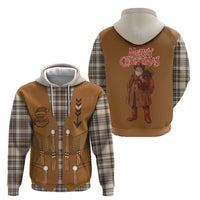 Santa Western Cowboy Christmas Hoodie Plaid Brown Beige Vest Style - Wonder Print Shop