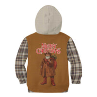 Santa Western Cowboy Christmas Kid Hoodie Plaid Brown Beige Vest Style - Wonder Print Shop