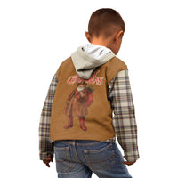 Santa Western Cowboy Christmas Kid Hoodie Plaid Brown Beige Vest Style - Wonder Print Shop
