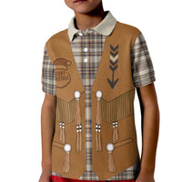 Santa Western Cowboy Christmas Kid Polo Shirt Plaid Brown Beige Vest Style - Wonder Print Shop