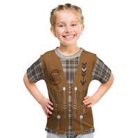 Santa Western Cowboy Christmas Kid T Shirt Plaid Brown Beige Vest Style - Wonder Print Shop