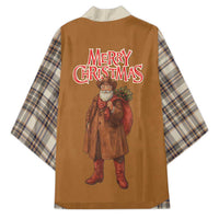 Santa Western Cowboy Christmas Kimono Plaid Brown Beige Vest Style - Wonder Print Shop