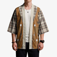 Santa Western Cowboy Christmas Kimono Plaid Brown Beige Vest Style - Wonder Print Shop