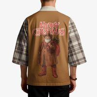 Santa Western Cowboy Christmas Kimono Plaid Brown Beige Vest Style - Wonder Print Shop