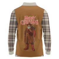 Santa Western Cowboy Christmas Long Sleeve Polo Shirt Plaid Brown Beige Vest Style - Wonder Print Shop