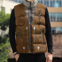 Santa Western Cowboy Christmas Sleeveless Puffer Jacket Plaid Brown Beige Vest Style - Wonder Print Shop