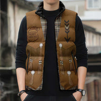 Santa Western Cowboy Christmas Sleeveless Puffer Jacket Plaid Brown Beige Vest Style - Wonder Print Shop