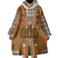 Santa Western Cowboy Christmas Wearable Blanket Hoodie Plaid Brown Beige Vest Style - Wonder Print Shop
