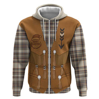 Santa Western Cowboy Christmas Zip Hoodie Plaid Brown Beige Vest Style - Wonder Print Shop