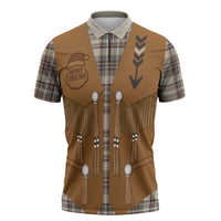 Santa Western Cowboy Christmas Zipper Polo Shirt Plaid Brown Beige Vest Style - Wonder Print Shop