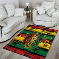 Personalised Rastafarian Lion Area Rug Cannabis Leaf Pattern - Wonder Print Shop