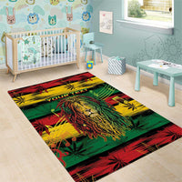 Personalised Rastafarian Lion Area Rug Cannabis Leaf Pattern - Wonder Print Shop