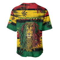Personalised Rastafarian Lion Baseball Jersey Cannabis Leaf Pattern - Wonder Print Shop