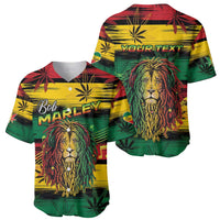 Personalised Rastafarian Lion Baseball Jersey Cannabis Leaf Pattern - Wonder Print Shop