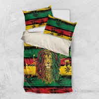 Personalised Rastafarian Lion Bedding Set Cannabis Leaf Pattern - Wonder Print Shop