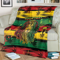 Personalised Rastafarian Lion Blanket Cannabis Leaf Pattern