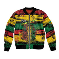 Personalised Rastafarian Lion Bomber Jacket Cannabis Leaf Pattern - Wonder Print Shop