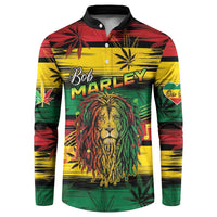 Personalised Rastafarian Lion Button Sweatshirt Cannabis Leaf Pattern - Wonder Print Shop