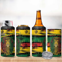 Personalised Rastafarian Lion 4 in 1 Can Cooler Tumbler Cannabis Leaf Pattern - Wonder Print Shop