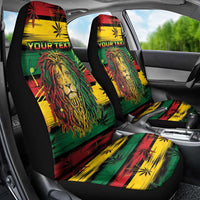 Personalised Rastafarian Lion Car Seat Cover Cannabis Leaf Pattern - Wonder Print Shop