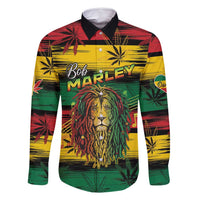 Personalised Rastafarian Lion Family Matching Long Sleeve Bodycon Dress and Hawaiian Shirt Cannabis Leaf Pattern - Wonder Print Shop