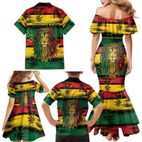 Personalised Rastafarian Lion Family Matching Mermaid Dress and Hawaiian Shirt Cannabis Leaf Pattern - Wonder Print Shop