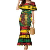 Personalised Rastafarian Lion Family Matching Mermaid Dress and Hawaiian Shirt Cannabis Leaf Pattern - Wonder Print Shop