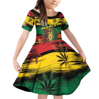 Personalised Rastafarian Lion Family Matching Off Shoulder Short Dress and Hawaiian Shirt Cannabis Leaf Pattern - Wonder Print Shop