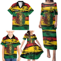 Personalised Rastafarian Lion Family Matching Puletasi and Hawaiian Shirt Cannabis Leaf Pattern - Wonder Print Shop