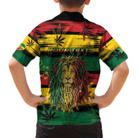 Personalised Rastafarian Lion Family Matching Short Sleeve Bodycon Dress and Hawaiian Shirt Cannabis Leaf Pattern - Wonder Print Shop