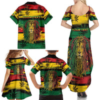 Personalised Rastafarian Lion Family Matching Summer Maxi Dress and Hawaiian Shirt Cannabis Leaf Pattern - Wonder Print Shop