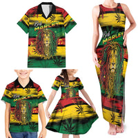 Personalised Rastafarian Lion Family Matching Tank Maxi Dress and Hawaiian Shirt Cannabis Leaf Pattern - Wonder Print Shop