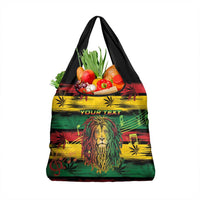 Personalised Rastafarian Lion Grocery Bag Cannabis Leaf Pattern