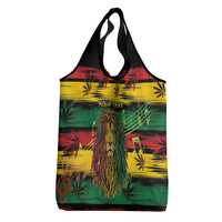 Personalised Rastafarian Lion Grocery Bag Cannabis Leaf Pattern