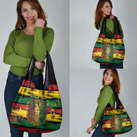 Personalised Rastafarian Lion Grocery Bag Cannabis Leaf Pattern
