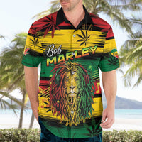 Personalised Rastafarian Lion Hawaiian Shirt Cannabis Leaf Pattern - Wonder Print Shop