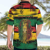Personalised Rastafarian Lion Hawaiian Shirt Cannabis Leaf Pattern - Wonder Print Shop