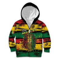 Personalised Rastafarian Lion Kid Hoodie Cannabis Leaf Pattern - Wonder Print Shop