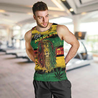 Personalised Rastafarian Lion Men Tank Top Cannabis Leaf Pattern - Wonder Print Shop