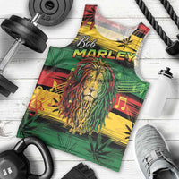 Personalised Rastafarian Lion Men Tank Top Cannabis Leaf Pattern - Wonder Print Shop