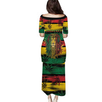 Personalised Rastafarian Lion Puletasi Cannabis Leaf Pattern - Wonder Print Shop