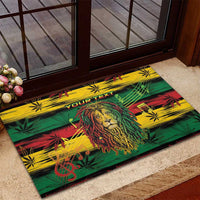Personalised Rastafarian Lion Rubber Doormat Cannabis Leaf Pattern - Wonder Print Shop